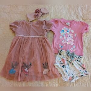 Toddler Easter Bunny Cottagecore Fairycore Dress Outfit Bundle